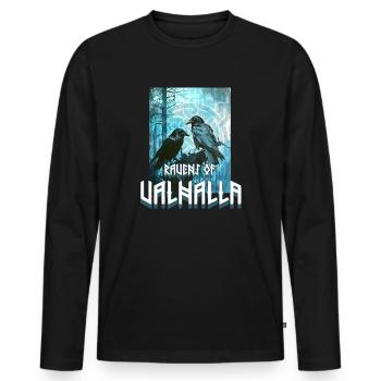 Valhalla Viking symbol with 2 ravens - Men's Premium Organic Long Sleeve Shirt - black - Front - Nico (187cm)