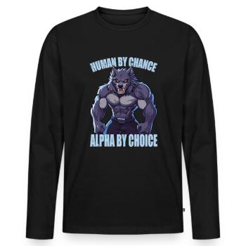 Human By Chance Alpha By Choice Cool Angry Alpha - Men's Premium Organic Long Sleeve Shirt - black - Front - Nico (187cm)
