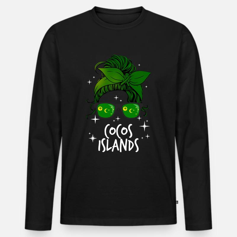 Kokosinseln - Männer Premium Bio Langarmshirt - Schwarz