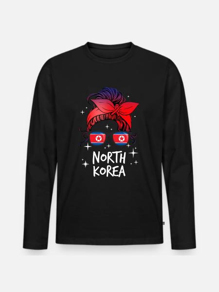 Nordkorea - Männer Premium Bio Langarmshirt - Schwarz