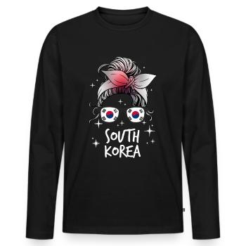 Corée du Sud - T-shirt manches longues Premium bio Homme - noir - Devant - Nico (187cm)