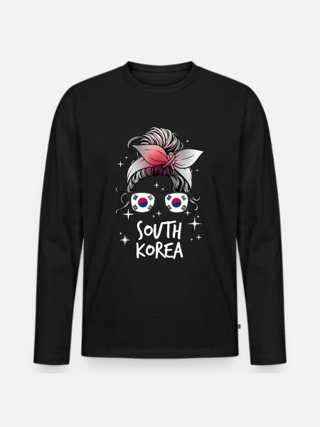 South Korea - Men's Premium Organic Long Sleeve Shirt - black