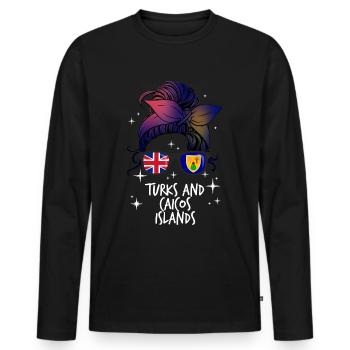 Turks and Caicos Islands - Men's Premium Organic Long Sleeve Shirt - black - Front - Nico (187cm)
