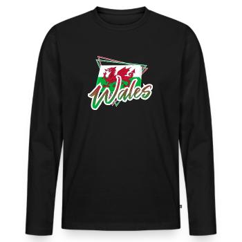 Wales - Männer Premium Bio Langarmshirt - Schwarz - Vorne - Nico (187cm)