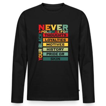 Juneteenth Black Pride Never Apologize For Your - Men's Premium Organic Long Sleeve Shirt - black - Front - Nico (187cm)