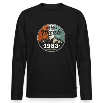 Des légendes sont nées en mars 1983 - T-shirt manches longues Premium bio Homme - noir - Devant - Nico (187cm)