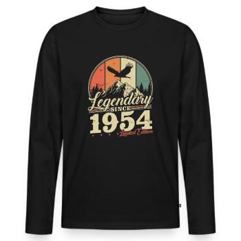 Legendary Since 1954 Vintage Birthday Gift - Men's Premium Organic Long Sleeve Shirt - black - Front - Nico (187cm)