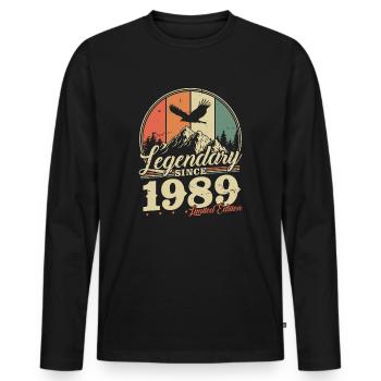 Legendary Since 1989 Vintage Birthday Gift - Men's Premium Organic Long Sleeve Shirt - black - Front - Nico (187cm)