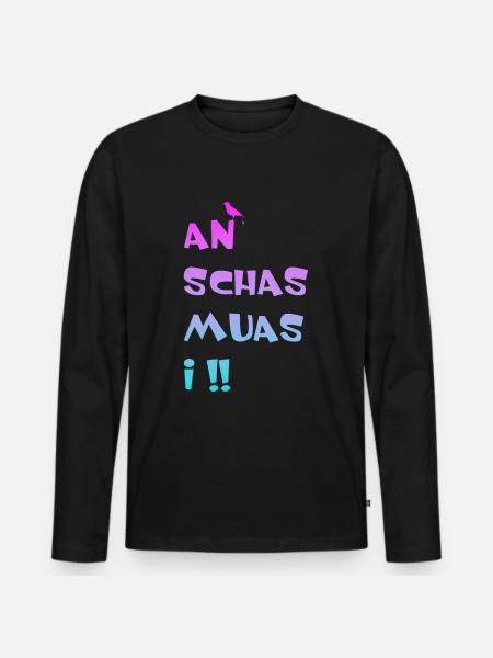 v - Männer Premium Bio Langarmshirt - Schwarz