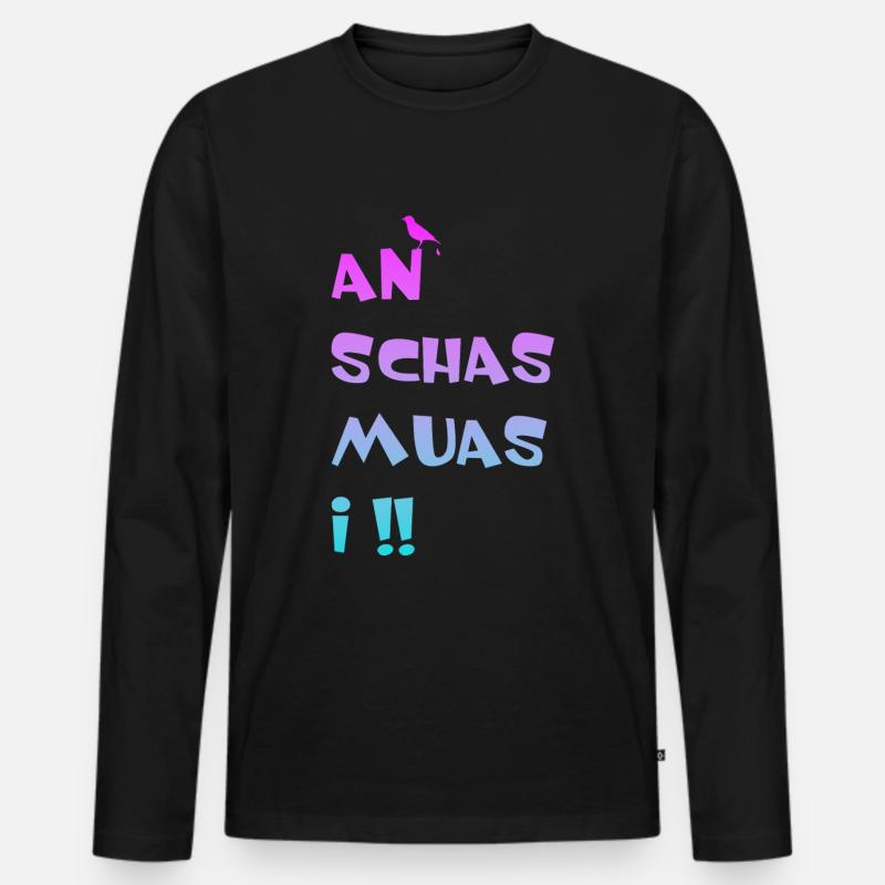 v - Männer Premium Bio Langarmshirt - Schwarz
