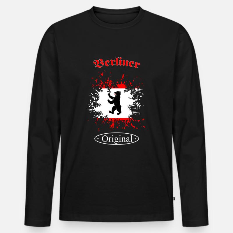 Berlin - Männer Premium Bio Langarmshirt - Schwarz