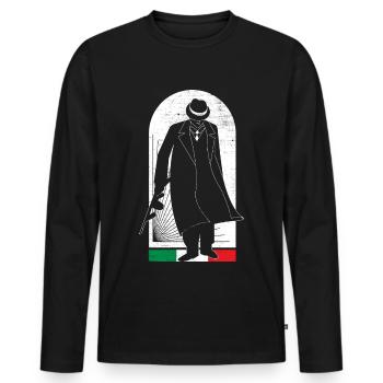 Italy Mafia Graphic - Men's Premium Organic Long Sleeve Shirt - black - Front - Nico (187cm)