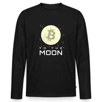 Bitcoin sur la lune - T-shirt manches longues Premium bio Homme - noir - Devant - Nico (187cm)