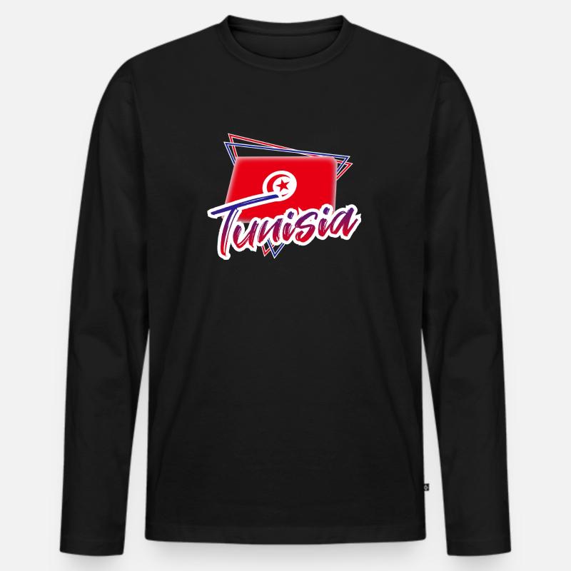 Tunesien - Männer Premium Bio Langarmshirt - Schwarz