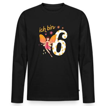 Kleine Fee 6 Jahre alt 6. Geburtstag Mädchen - Männer Premium Bio Langarmshirt - Schwarz - Vorne - Nico (187cm)