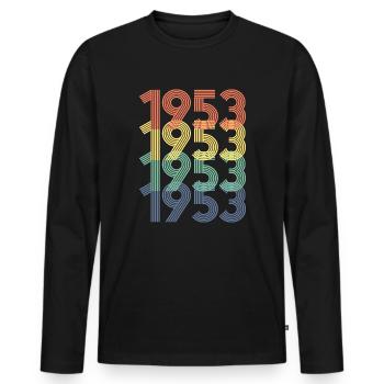 Cool Retro 1953, 70 ans, cadeau de 70e anniversaire - T-shirt manches longues Premium bio Homme - noir - Devant - Nico (187cm)