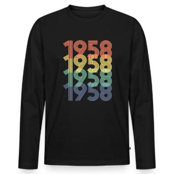 Cool Retro 1958, 64 ans, cadeau de 64e anniversaire - T-shirt manches longues Premium bio Homme - noir - Devant - Nico (187cm)