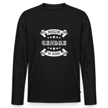 meilleur gendre du monde humour beau fils cadeau - T-shirt manches longues Premium bio Homme - noir - Devant - Nico (187cm)