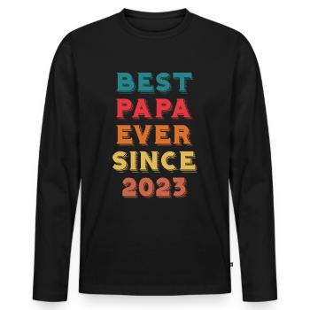 Best Papa Ever Since 2023 for Stylish Men - Men's Premium Organic Long Sleeve Shirt - black - Front - Nico (187cm)