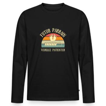 Futur parrain bébé humour annonce grossesse cadeau - T-shirt manches longues Premium bio Homme - noir - Devant - Nico (187cm)