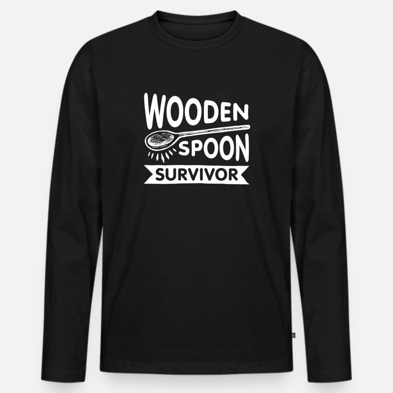Überlebender des Holzlöffels - Männer Premium Bio Langarmshirt - Schwarz