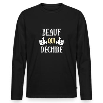 Beauf Qui Déchire Homme Humour Beau Frère Cadeau - T-shirt manches longues Premium bio Homme - noir - Devant - Nico (187cm)