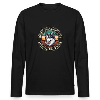 Grandpa Alaskan Malamute Man Humor Gift Idea - Men's Premium Organic Long Sleeve Shirt - black - Front - Nico (187cm)