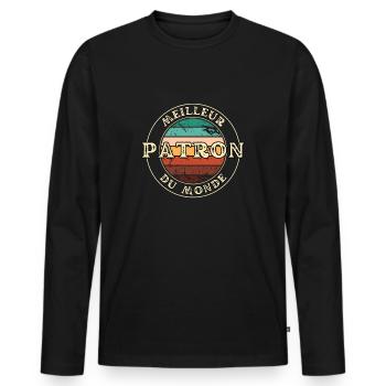Meilleur Patron Homme Humour Chef D’entreprise - T-shirt manches longues Premium bio Homme - noir - Devant - Nico (187cm)