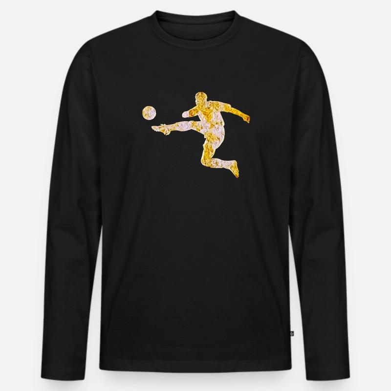 Fußballer Silhouette - Männer Premium Bio Langarmshirt - Schwarz