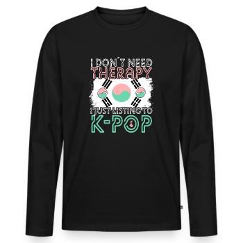 K-Pop - Männer Premium Bio Langarmshirt - Schwarz - Vorne - Nico (187cm)