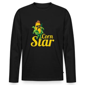 Corn Star Corn Cob Gift for Farmers The Corn - Men's Premium Organic Long Sleeve Shirt - black - Front - Nico (187cm)