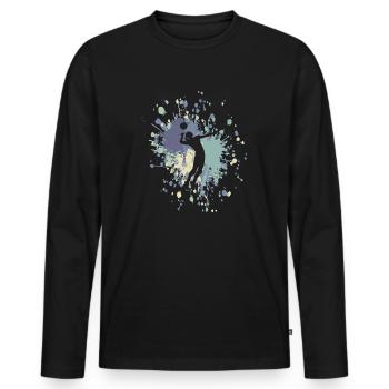 Volleyball Opposite Hitter Color Splash - Men's Premium Organic Long Sleeve Shirt - black - Front - Nico (187cm)