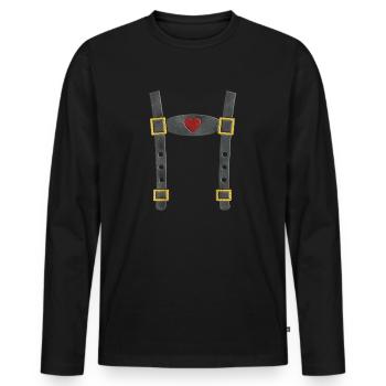 Bayern Fake Tracht Lederhose - Männer Premium Bio Langarmshirt - Schwarz - Vorne - Nico (187cm)