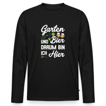Garten und Bier Darum Bin Ich Hier Geschenk - Männer Premium Bio Langarmshirt - Schwarz - Vorne - Nico (187cm)
