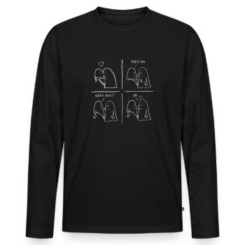 Safer Sex - Männer Premium Bio Langarmshirt - Schwarz - Vorne - Nico (187cm)