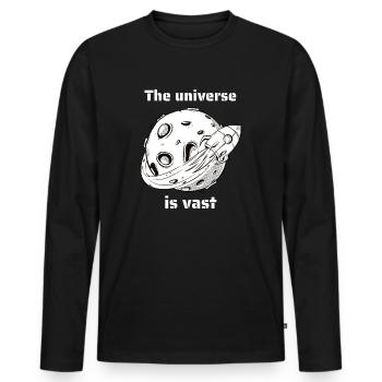 The Universe Is Vast Retro Outer Space Designs - Men's Premium Organic Long Sleeve Shirt - black - Front - Nico (187cm)