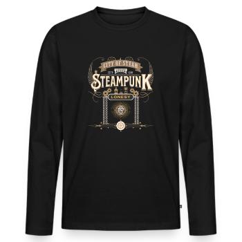Viktorianisches Steampunk Design mit Ketten - Männer Premium Bio Langarmshirt - Schwarz - Vorne - Nico (187cm)