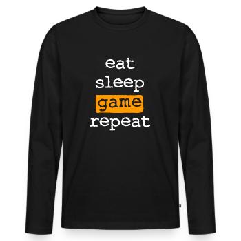 eat sleep game repeat - Eat sleep gambling - Men's Premium Organic Long Sleeve Shirt - black - Front - Nico (187cm)