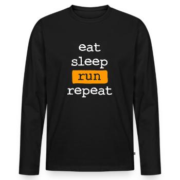 eat sleep run repeat - Essen Schlafen Running - Men's Premium Organic Long Sleeve Shirt - black - Front - Nico (187cm)