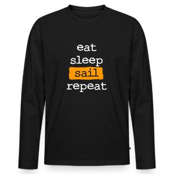 manger dormir voile répéter - Manger dormir voile - T-shirt manches longues Premium bio Homme - noir - Devant - Nico (187cm)