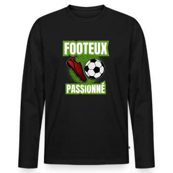 footeux passionné - T-shirt manches longues Premium bio Homme - noir - Devant - Nico (187cm)