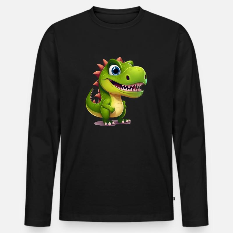 Dinosaurier - Männer Premium Bio Langarmshirt - Schwarz