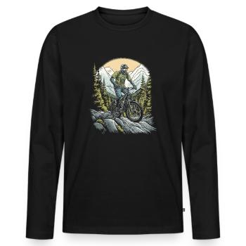 Chemise de descente - VTT VTT Biker Cycling - T-shirt manches longues Premium bio Homme - noir - Devant - Nico (187cm)