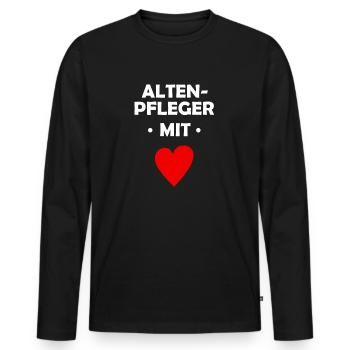 Altenpfleger mit Herz - Männer Premium Bio Langarmshirt - Schwarz - Vorne - Nico (187cm)