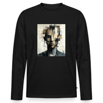Tête abstraite aux formes géométriques - T-shirt manches longues Premium bio Homme - noir - Devant - Nico (187cm)