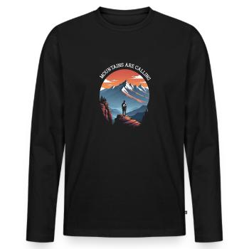 Die Berge rufen - Männer Premium Bio Langarmshirt - Schwarz - Vorne - Nico (187cm)