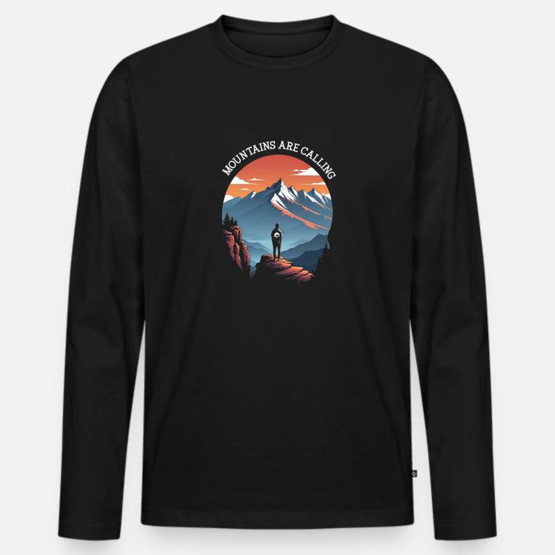 Die Berge rufen - Männer Premium Bio Langarmshirt - Schwarz