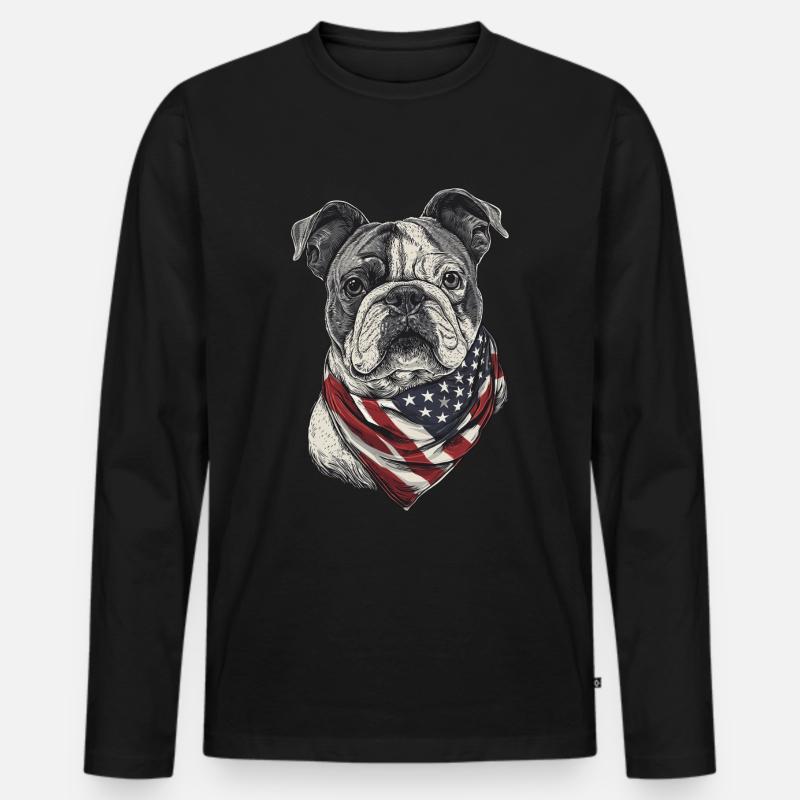 Bulldogge - Männer Premium Bio Langarmshirt - Schwarz