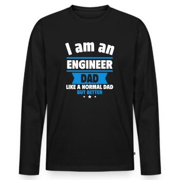 Dad Engineer, Father's Day Gift - Men's Premium Organic Long Sleeve Shirt - black - Front - Nico (187cm)