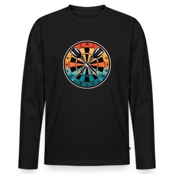 Dart Dartscheibe Dartpfeile Retro Vintage - Männer Premium Bio Langarmshirt - Schwarz - Vorne - Nico (187cm)